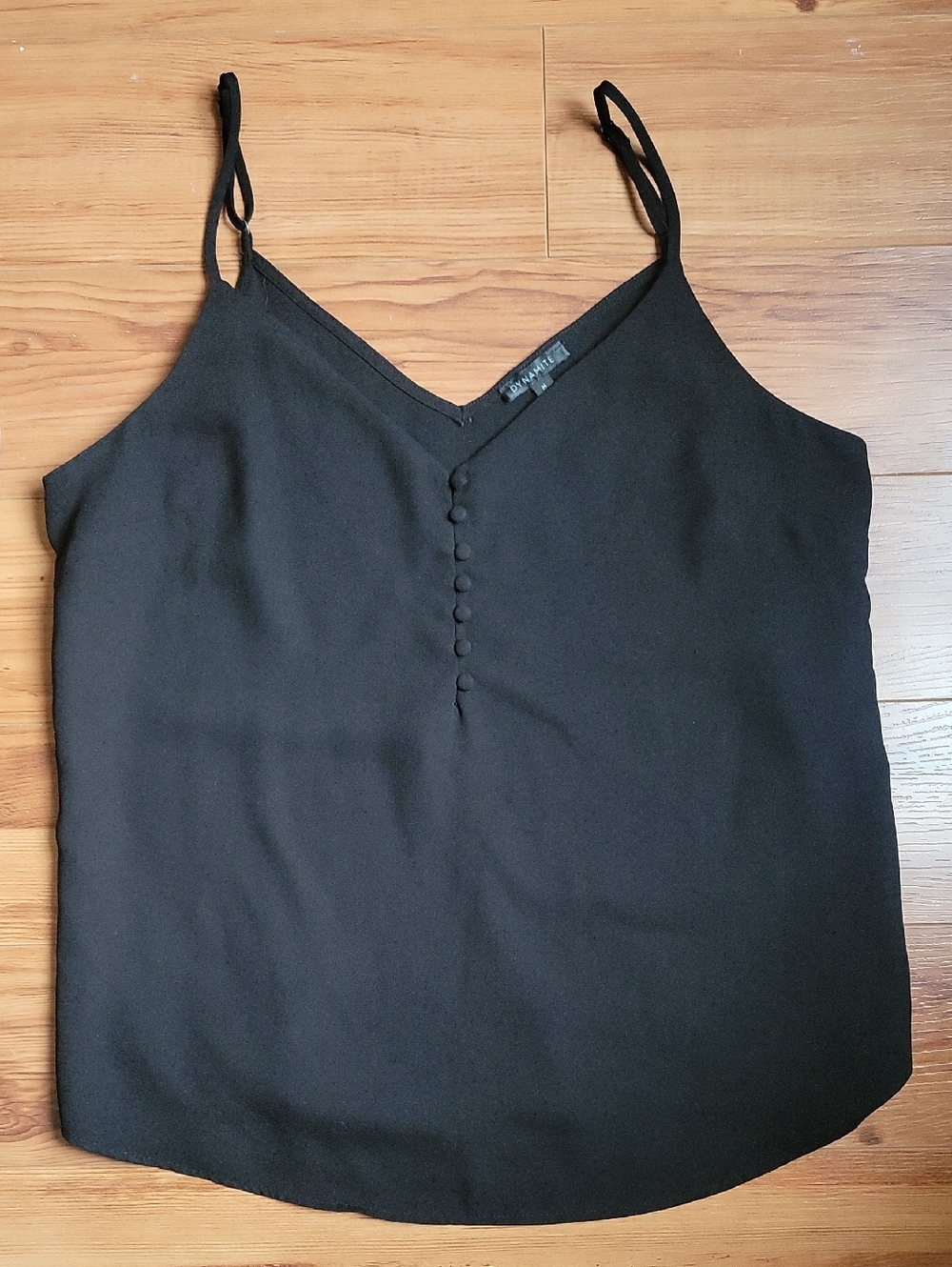 Dynamite Black V-Neck Button-Front Spaghetti Strap Cami